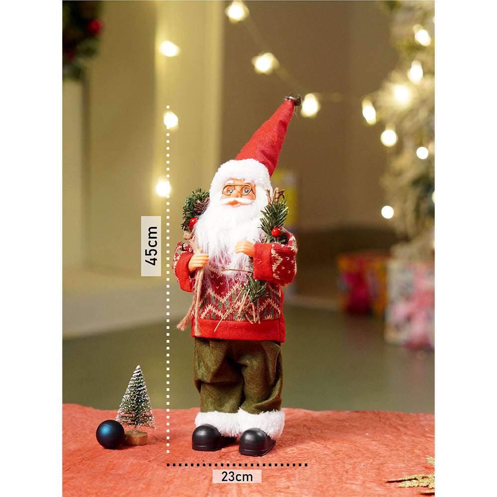 12 inches Maroon & Olive Pants Santa Christmas Home & Table Décor