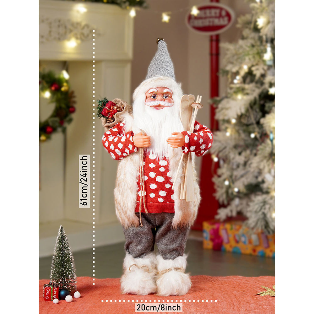 24 inches/2feet Red Polka Dot Cardigan Santa, Christmas Home and Table Décor