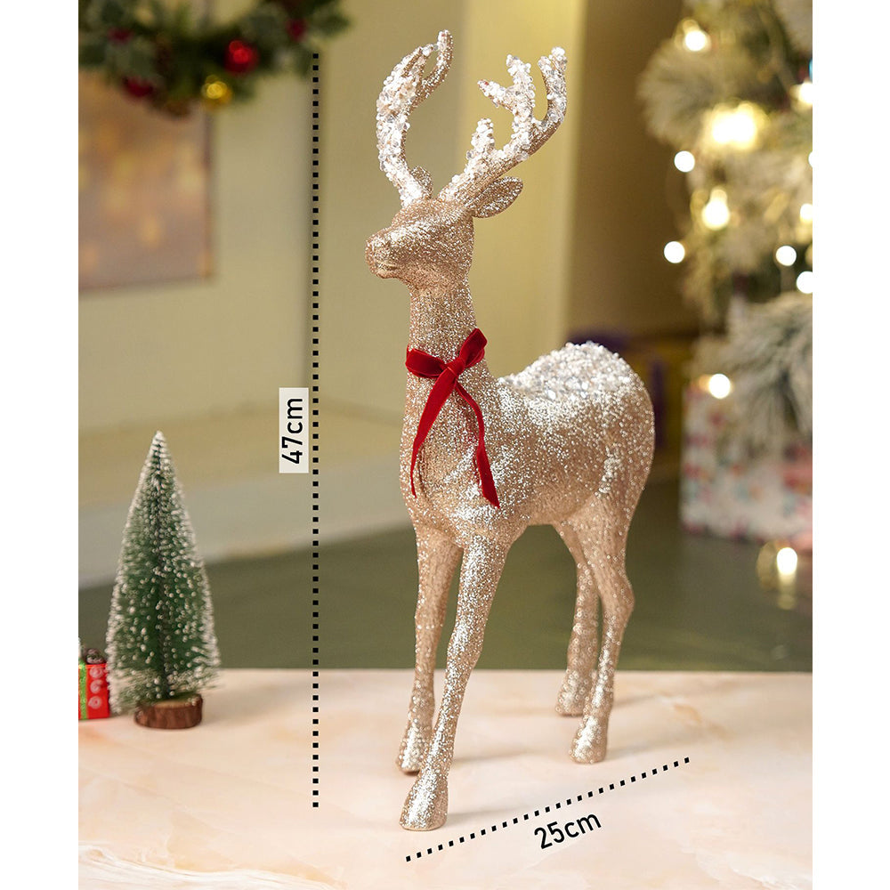 18inches Big white Sequence Gold Reindeer Christmas Décor and Decoration