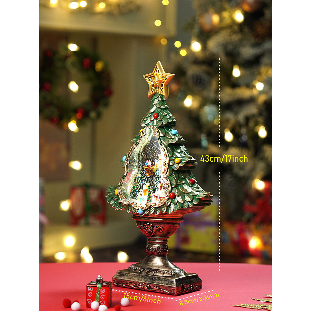 Gold & Green Tree with Musical Glitter Water Lights, Christmas Home & table Décor