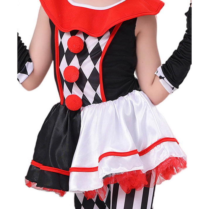 Little Surprise Box, Black & White checkered Joker Jester ,Kids Halloween Costume Dress Up-11-12Y