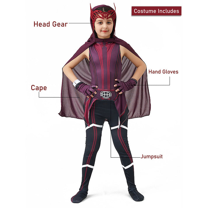 Little Surprise Box, Scarlet Witch Kids Halloween Costume Dress Up-11-12Y
