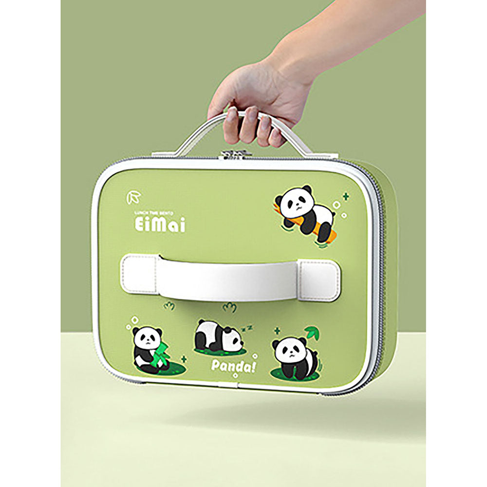 Little Surprise Box 2D Panda Medium Size Size Stainless Steel Lunch Box/Tiffin with Insulated Matching Lunch Bag, stainless steel spoon and chopsticks for Kids & Adults, 1000 ml