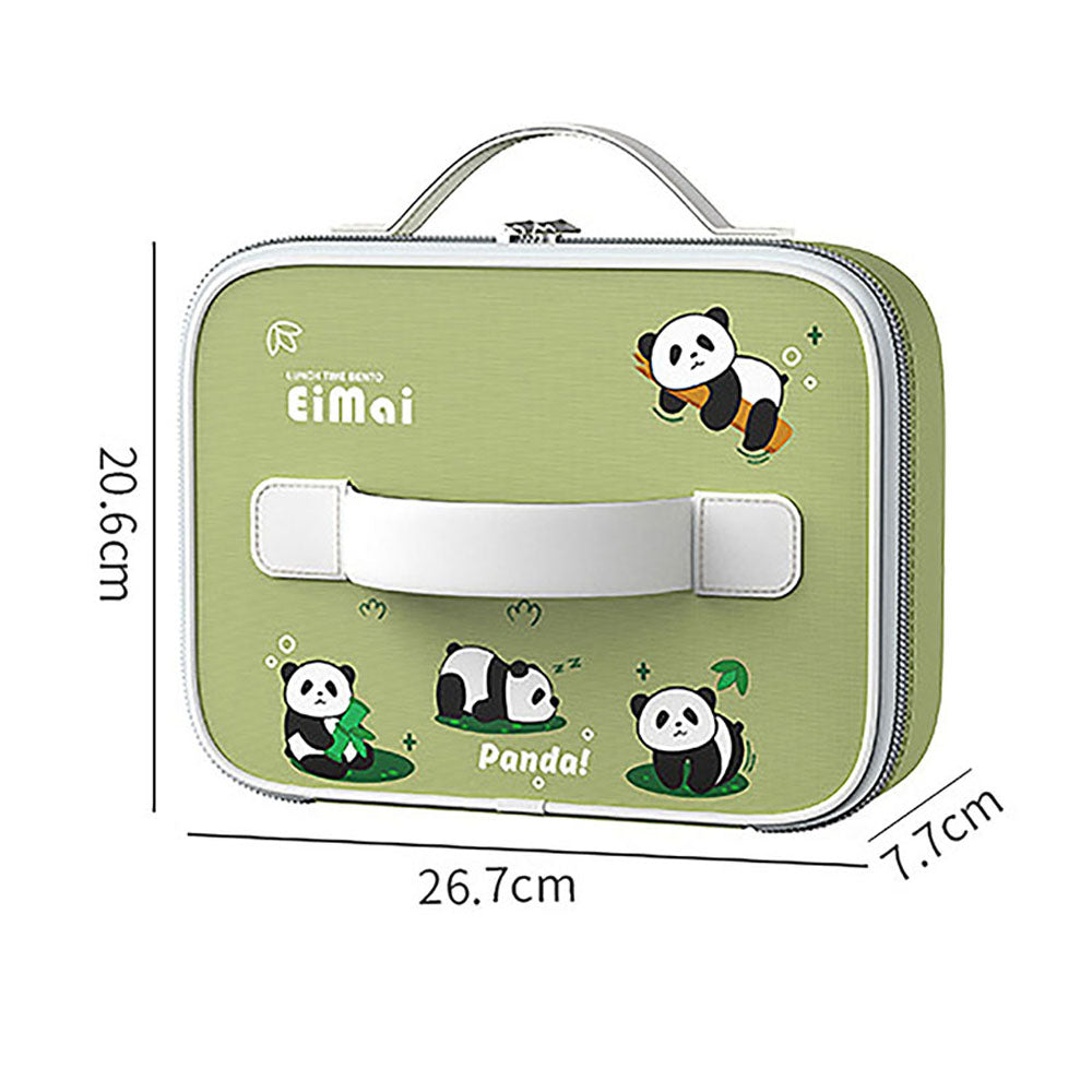 Little Surprise Box 2D Panda Medium Size Size Stainless Steel Lunch Box/Tiffin with Insulated Matching Lunch Bag, stainless steel spoon and chopsticks for Kids & Adults, 1000 ml