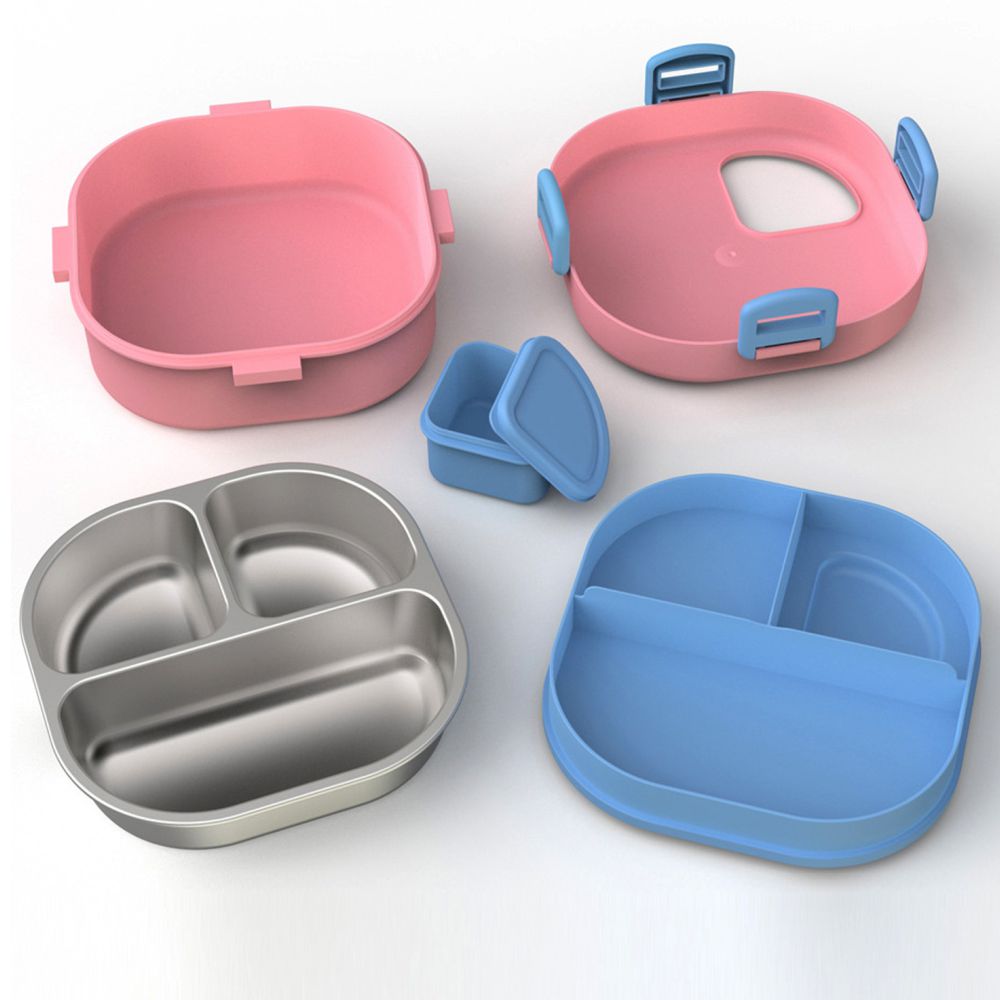 Little Surprise Box, Pink Space Slice 2pcs, Stainless Steel Soup Box and Lunch Box with Bag for Kids
