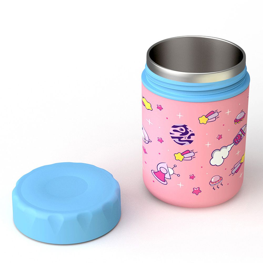 Little Surprise Box, Pink Space Slice 2pcs, Stainless Steel Soup Box and Lunch Box with Bag for Kids
