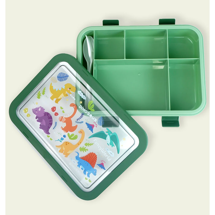 Little Surprise Box, 2 pcs Dino Lunchbag & 5 section Lunch box for Kids