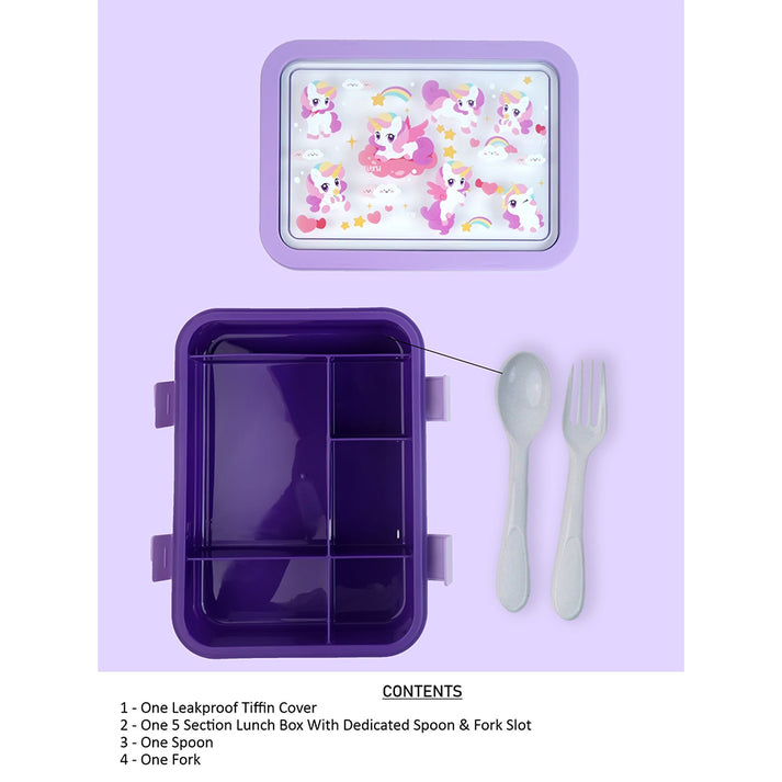 Little Surprise Box, 2 pcs Uni Lunchbag & 5 section Lunch box for Kids