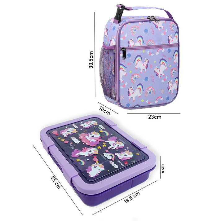Little Surprise Box, 2 pcs Uni Lunchbag & 5 section Lunch box for Kids