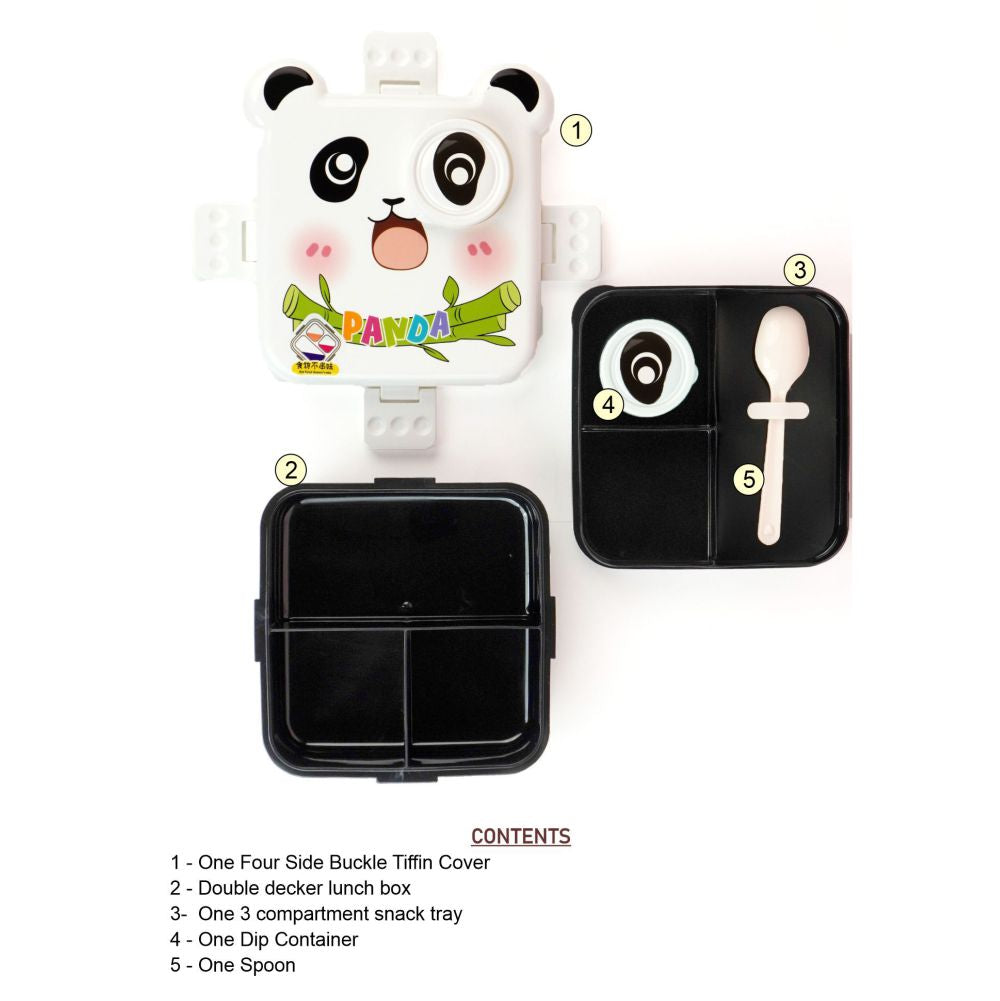 Little Surprise Box, Black Panda 2 decker Lunch Box for Kids