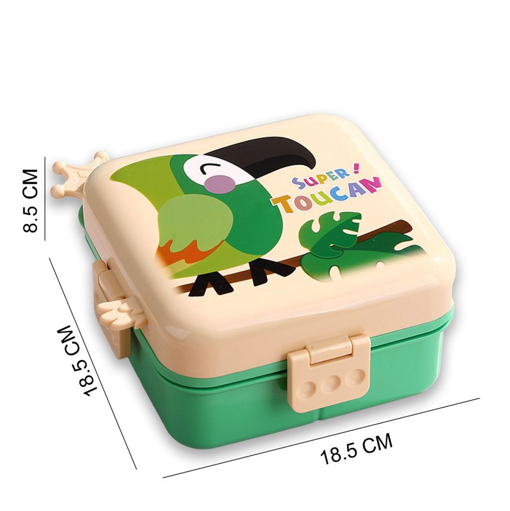 Little Surprise Box, Cream Toucan 2 decker Tiffin/Lunch and Snack Box for Kids