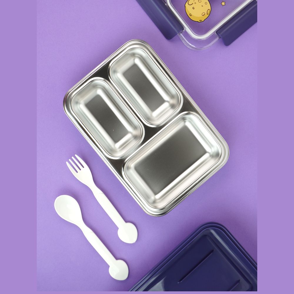Little Surprise Box, Floating Astronaut Blue Stainless Steel Kids Lunch Box
