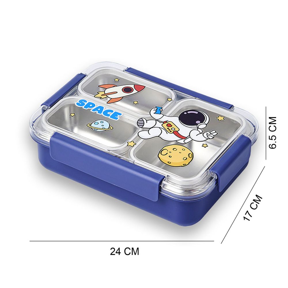 Little Surprise Box, Floating Astronaut Blue Stainless Steel Kids Lunch Box