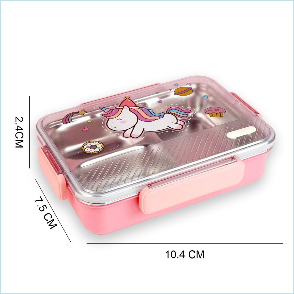 Little Surprise Box, Pink Party Hat Unicorn Big Size Stainless Steel Kids Lunch Box
