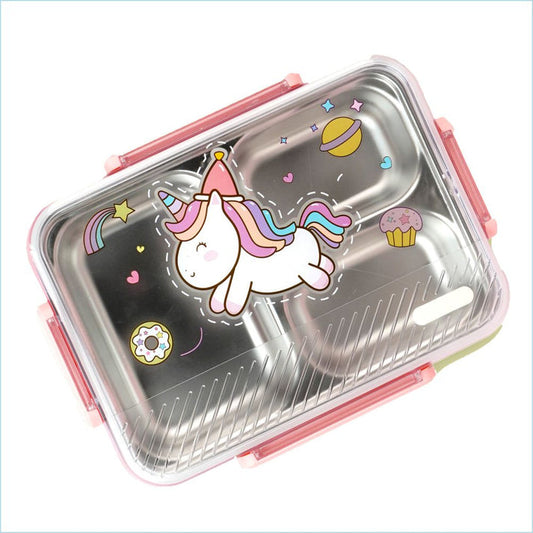 Little Surprise Box, Pink Party Hat Unicorn Big Size Stainless Steel Kids Lunch Box