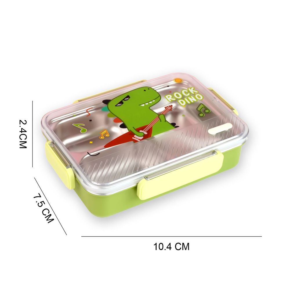 Little Surprise Box, Rock Dino Green Big Size Stainless Steel Kids Lunch Box