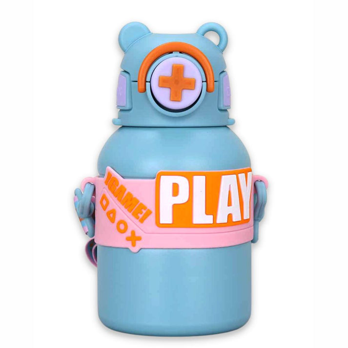 Little Surprise Box, Blue Game Theme Stainless Steel Kids Water Bottle, 550ml