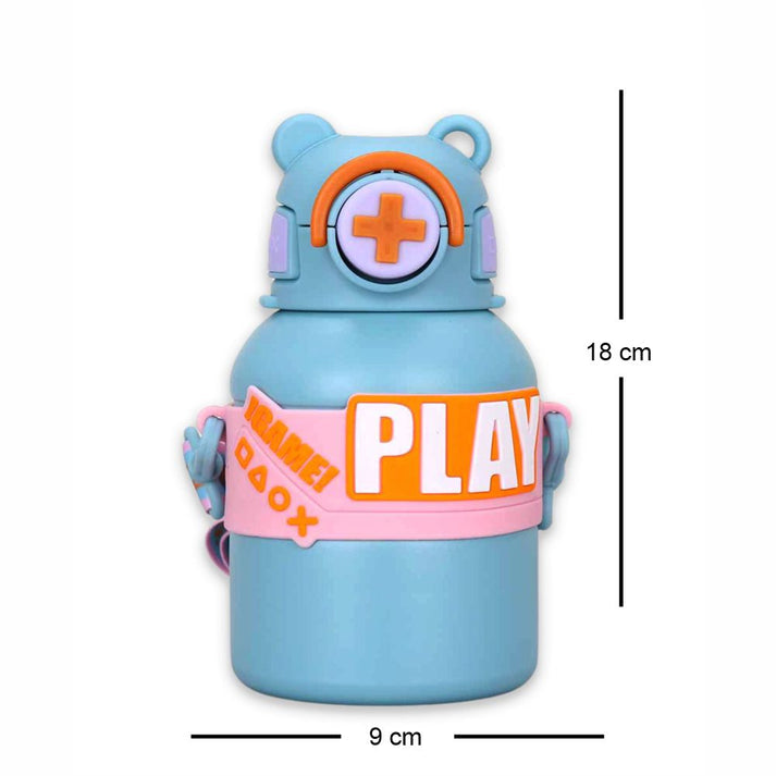 Little Surprise Box, Blue Game Theme Stainless Steel Kids Water Bottle, 550ml