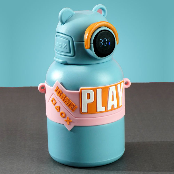 Little Surprise Box, Blue Game Theme tempertaure Controlled Stainless Steel Kids Water Bottle, 550 Ml