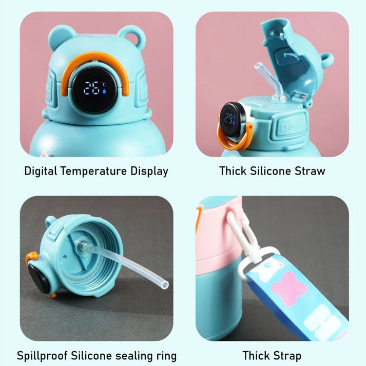 Little Surprise Box, Blue Game Theme tempertaure Controlled Stainless Steel Kids Water Bottle, 550 Ml
