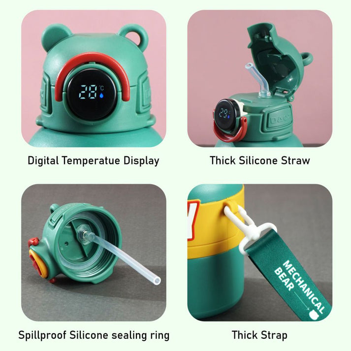 Little Surprise Box, Olive Game Theme tempertaure Controlled Stainless Steel Kids Water Bottle, 550 Ml