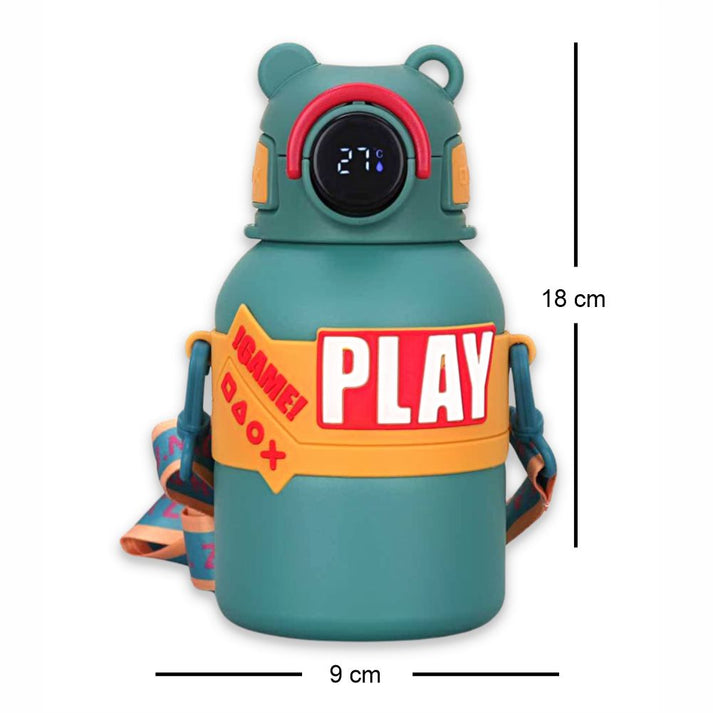 Little Surprise Box, Olive Game Theme tempertaure Controlled Stainless Steel Kids Water Bottle, 550 Ml