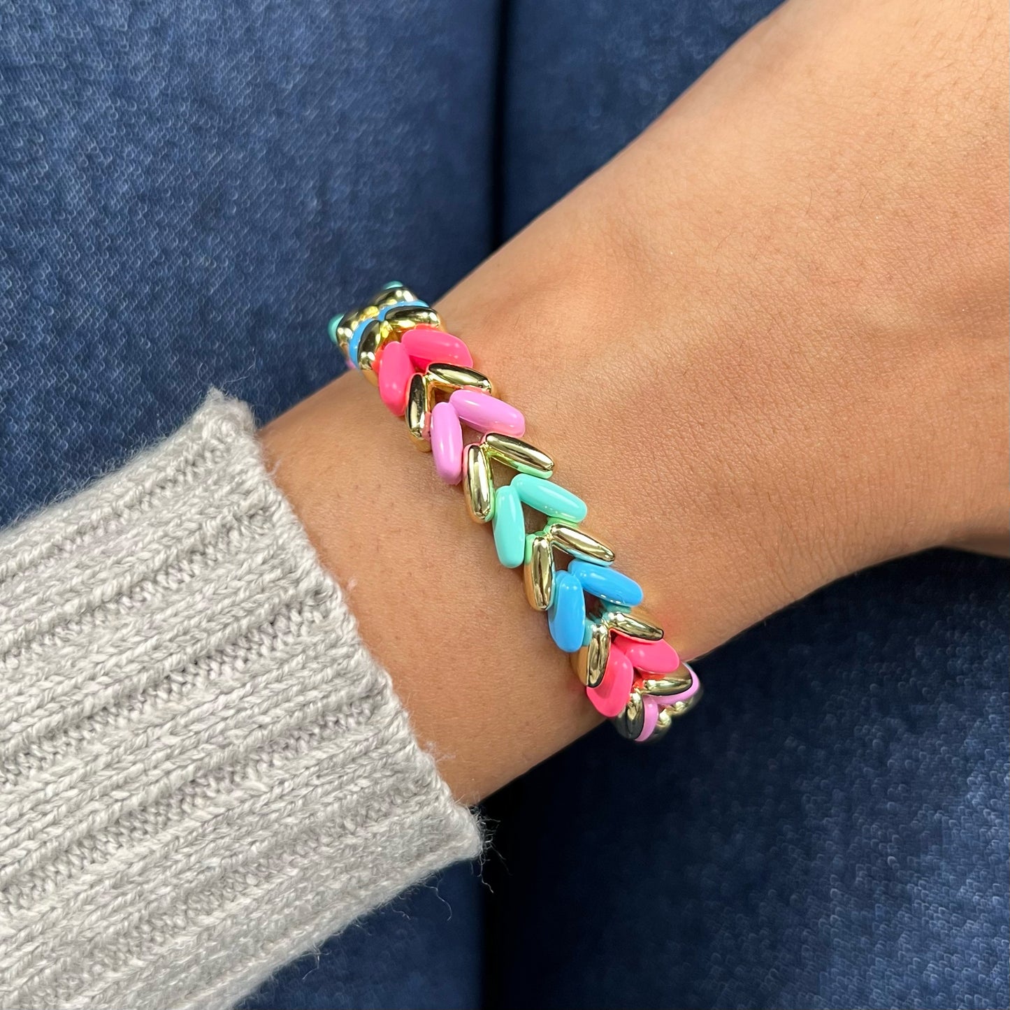 Aztec Enamel Bracelet | Pop Blue & Pink
