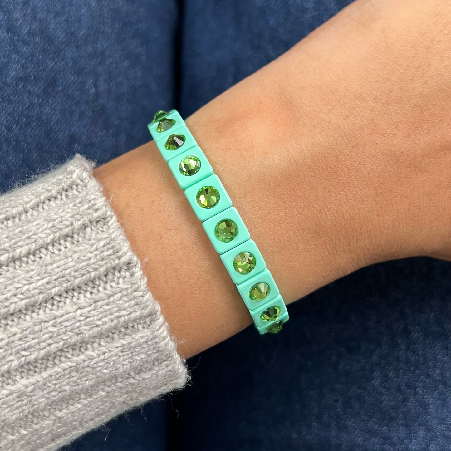 Bling Enamel Crystal Bracelet | Pastel Green