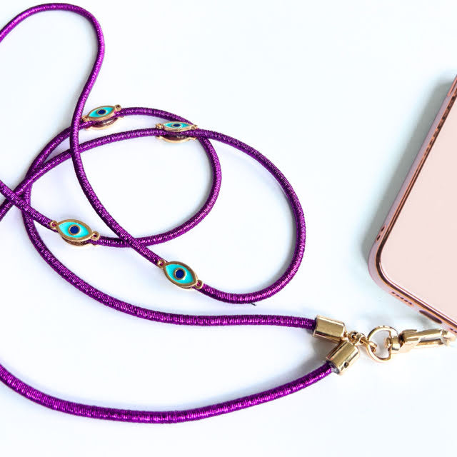 Metallic Crossbody Lanyard- Purple