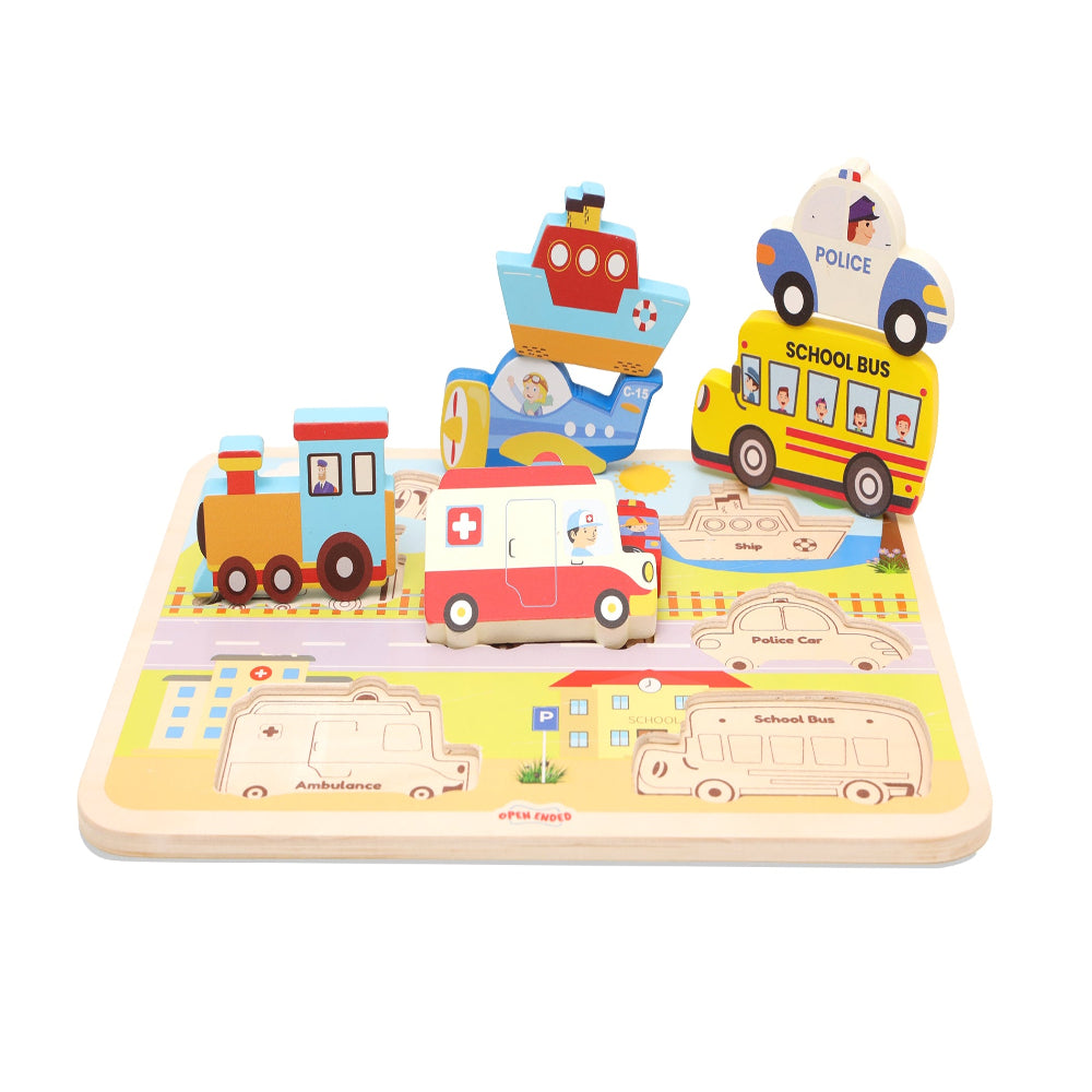 Open Ended Chunky Puzzle New Design - Vehicles (Includes - 7 Chunky self standing Vehicles)-Puzzles-Open Ended-Toycra