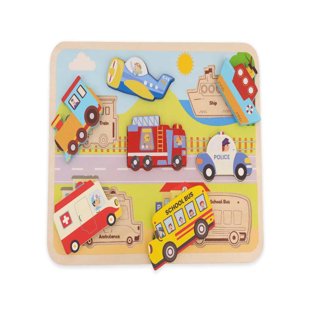 Open Ended Chunky Puzzle New Design - Vehicles (Includes - 7 Chunky self standing Vehicles)-Puzzles-Open Ended-Toycra