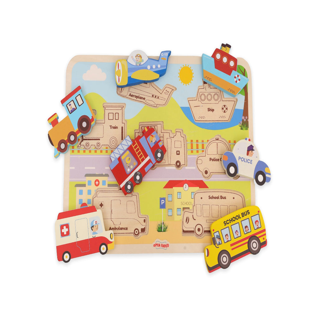 Open Ended Chunky Puzzle New Design - Vehicles (Includes - 7 Chunky self standing Vehicles)-Puzzles-Open Ended-Toycra
