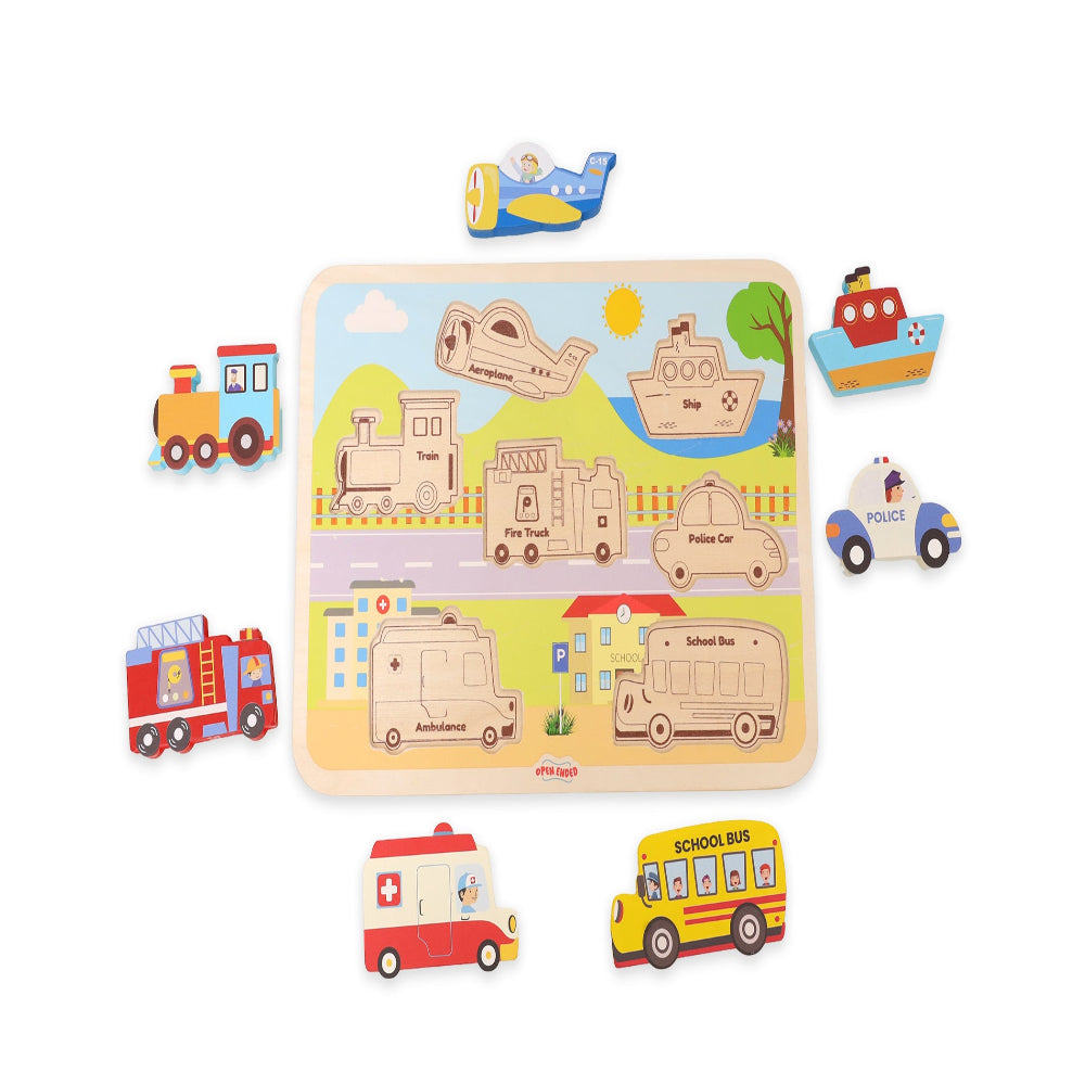 Open Ended Chunky Puzzle New Design - Vehicles (Includes - 7 Chunky self standing Vehicles)-Puzzles-Open Ended-Toycra