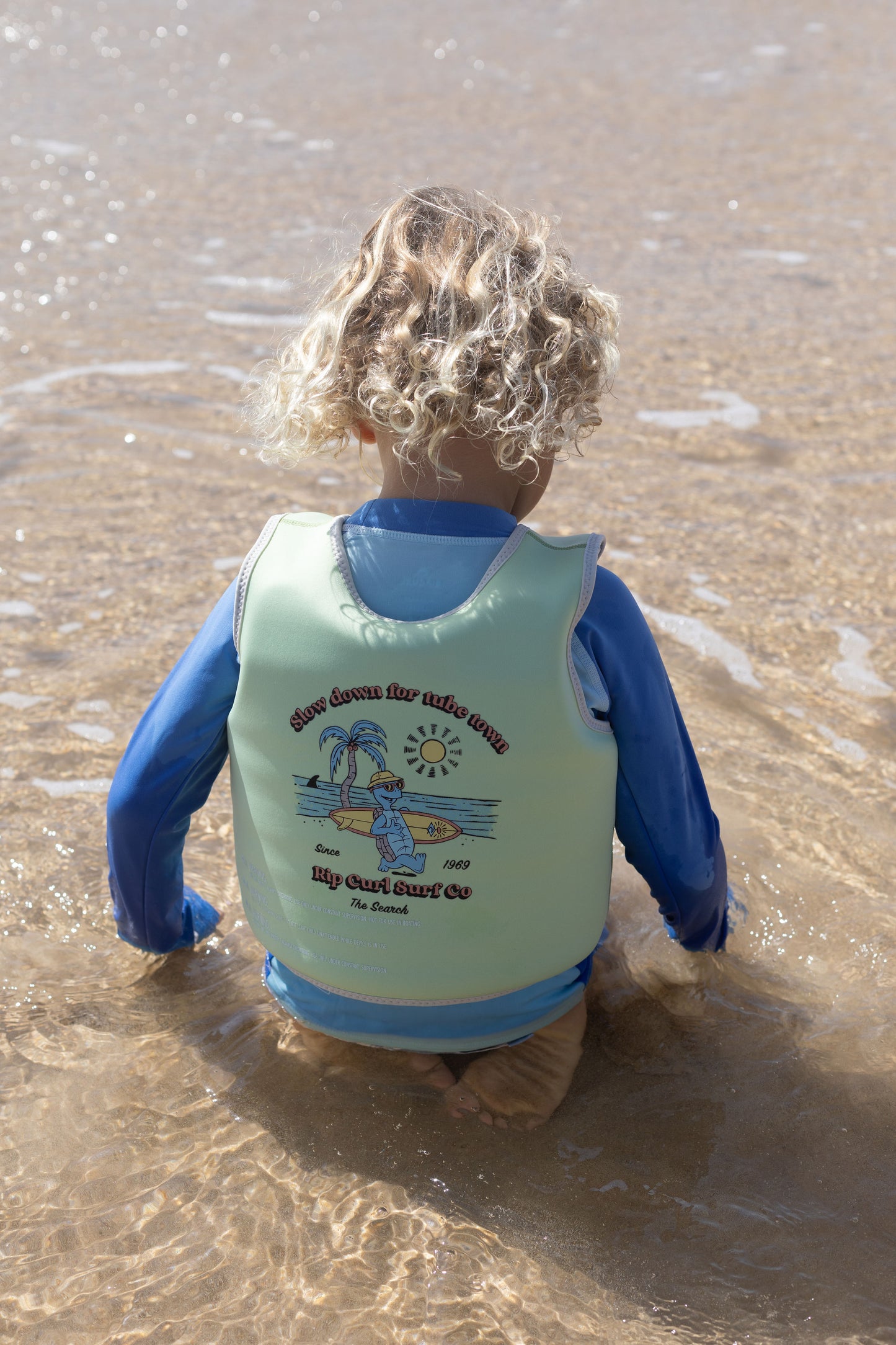 Kids Swim Vest 3-6 Shred Turtle Aqua