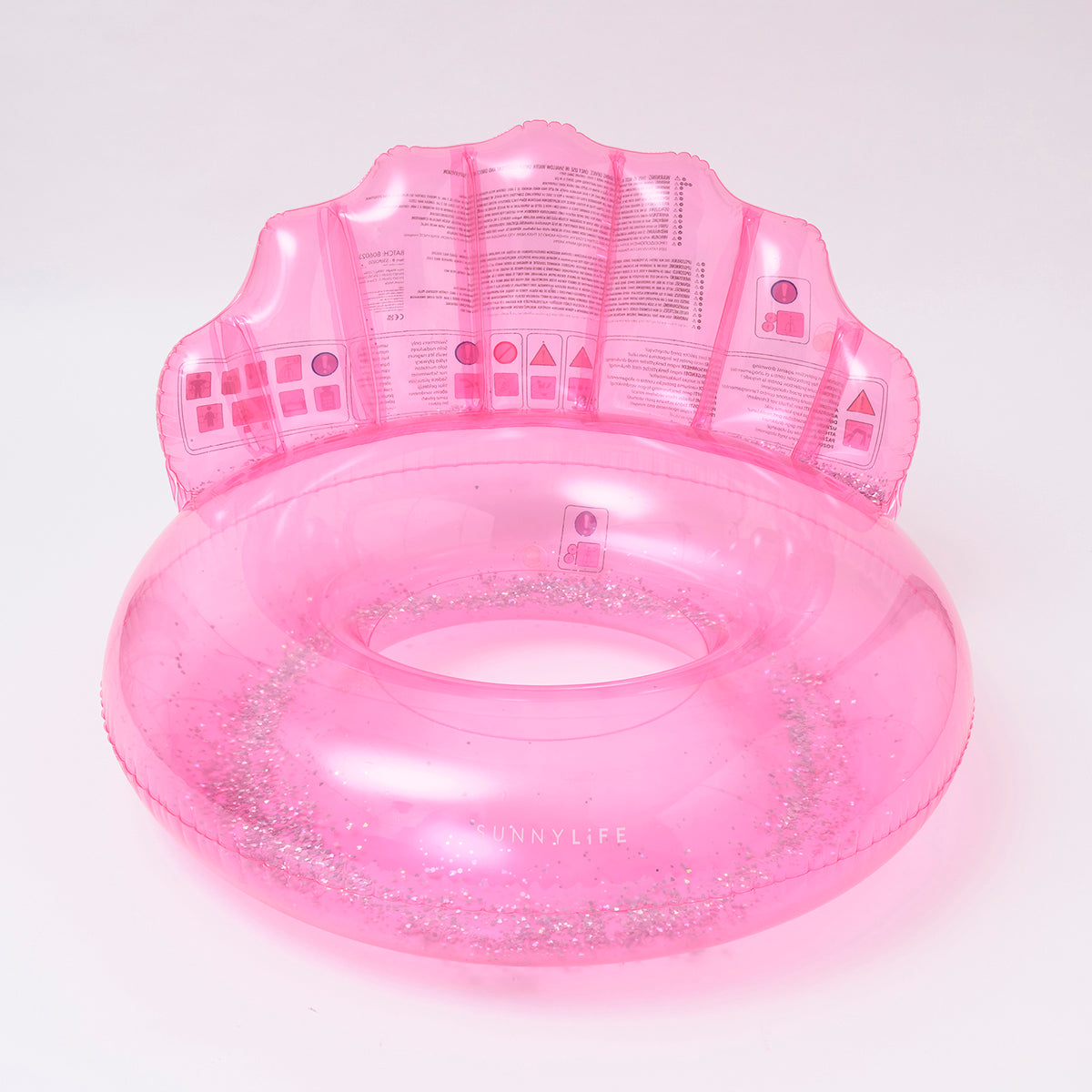 SUNNYLiFE pink color inflatable Luxe Pool Ring Shell Bubblegum