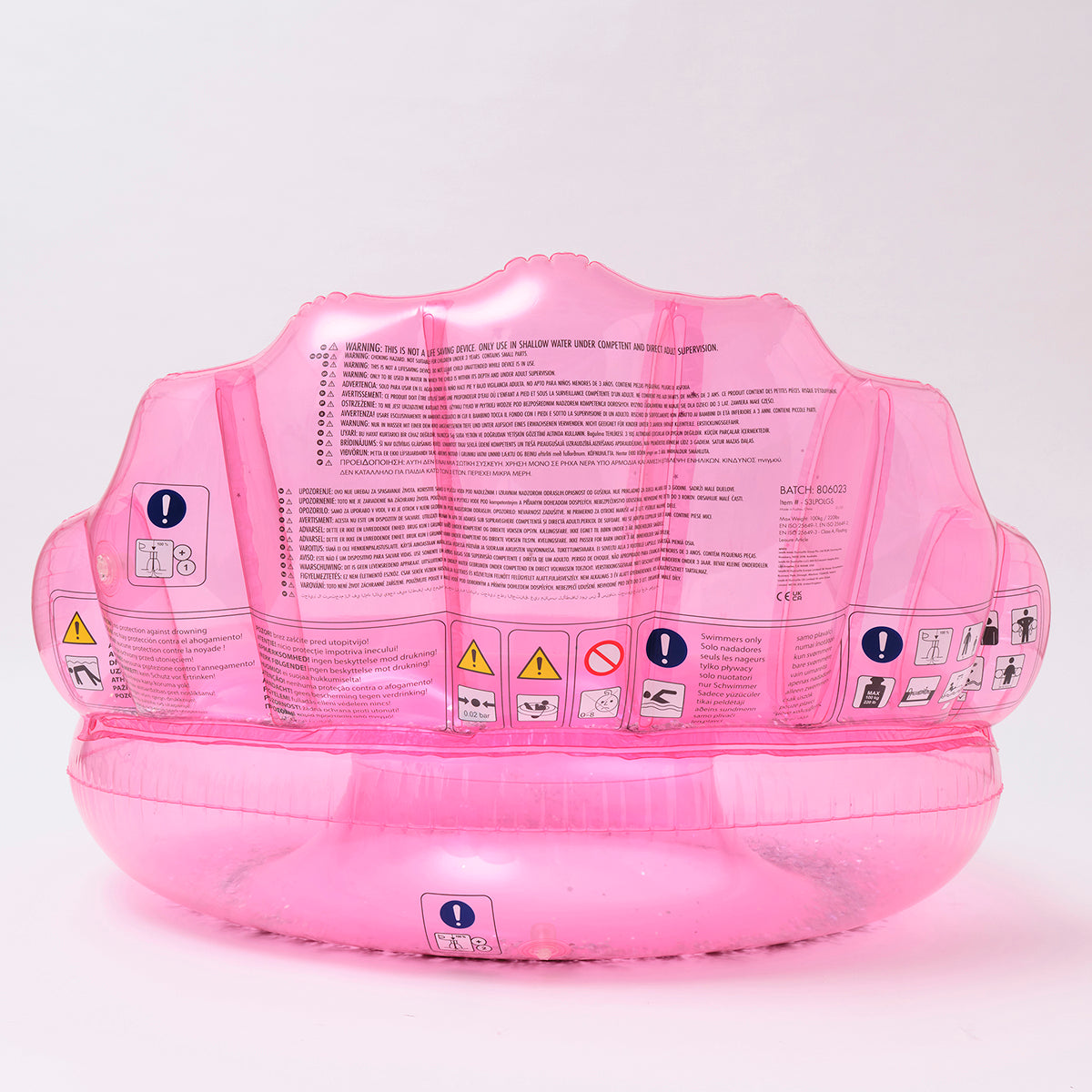 SUNNYLiFE pink color inflatable Luxe Pool Ring Shell Bubblegum