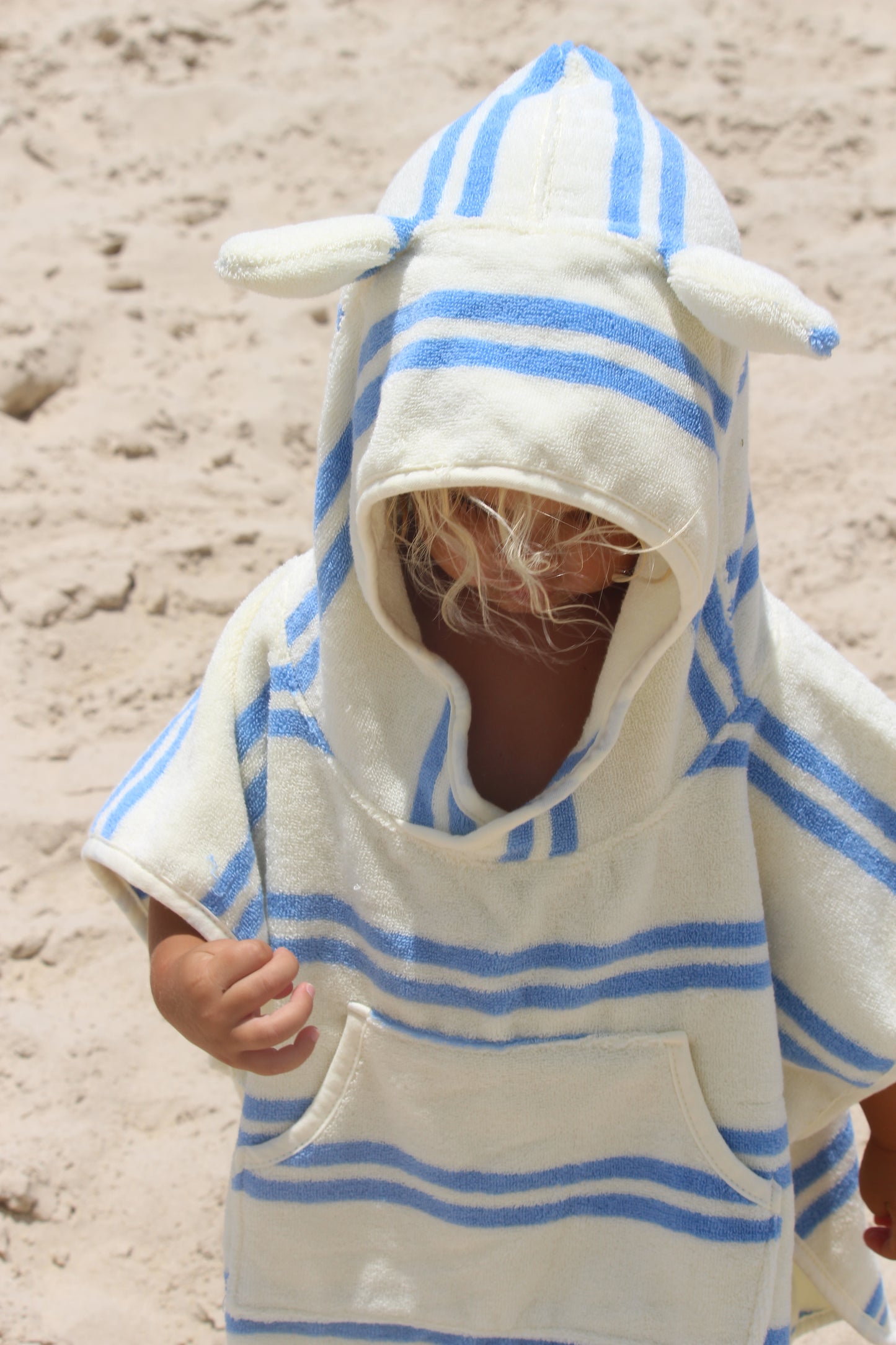 Kids Character Hooded Towel Sid the Seagull Blue Stripe