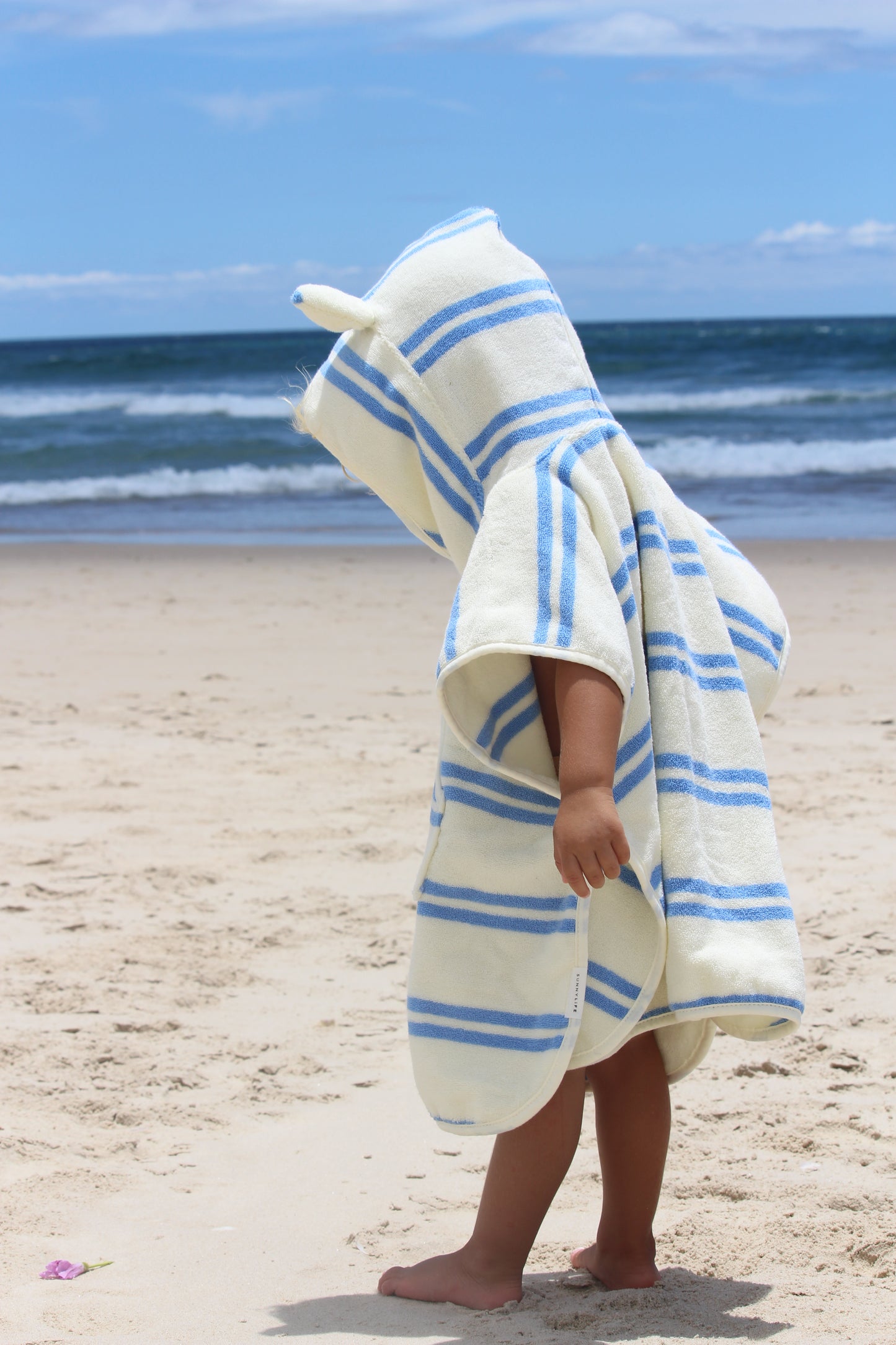 Kids Character Hooded Towel Sid the Seagull Blue Stripe