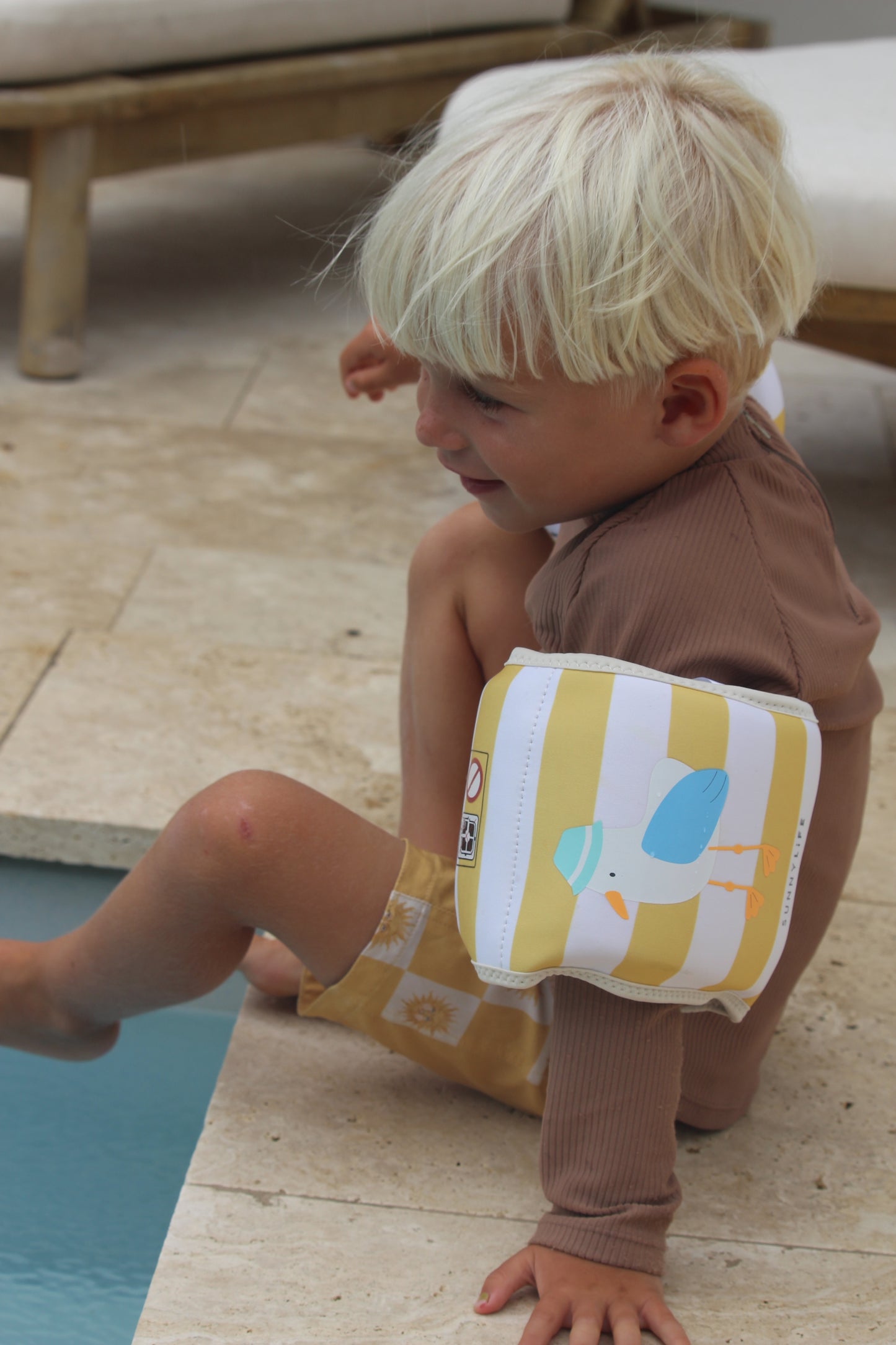 Kids Inflatable Arm Bands Sid the Seagull Mustard Stripe