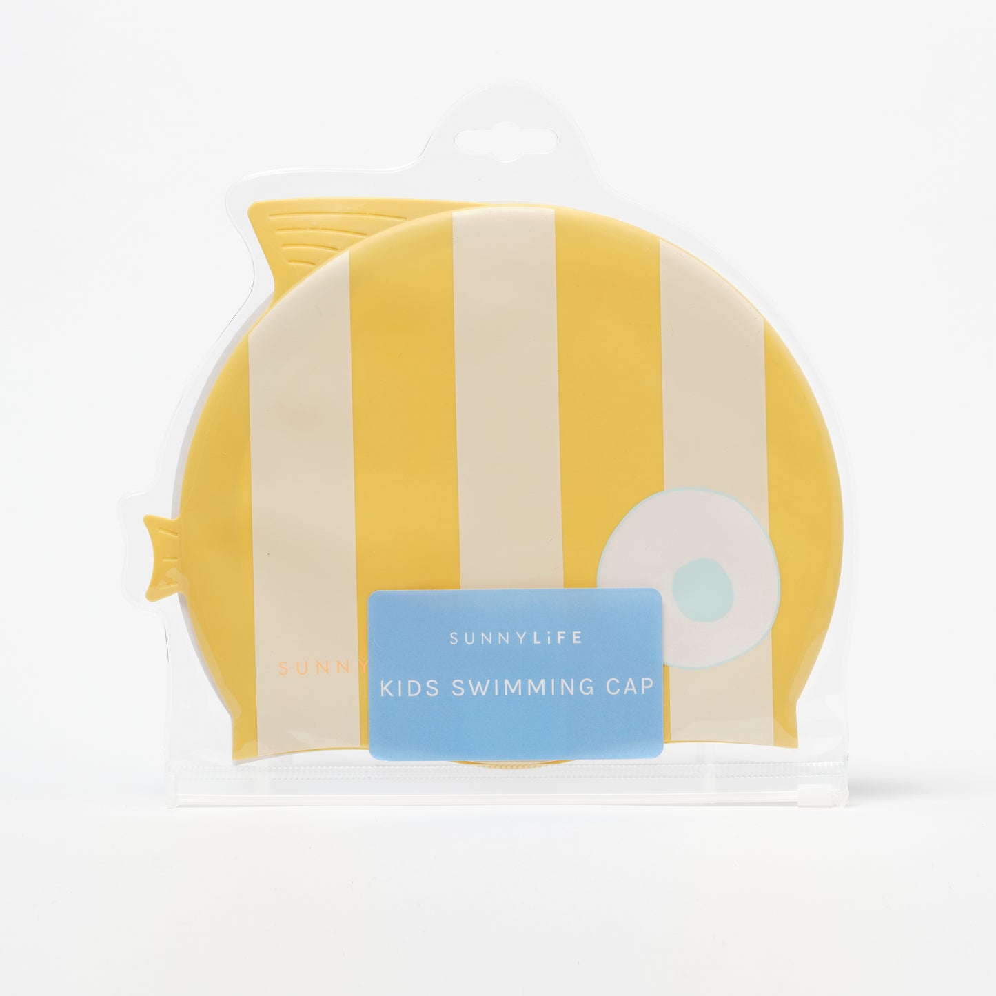 Kids Swimming Cap Finn the Fish Mustard Stripe