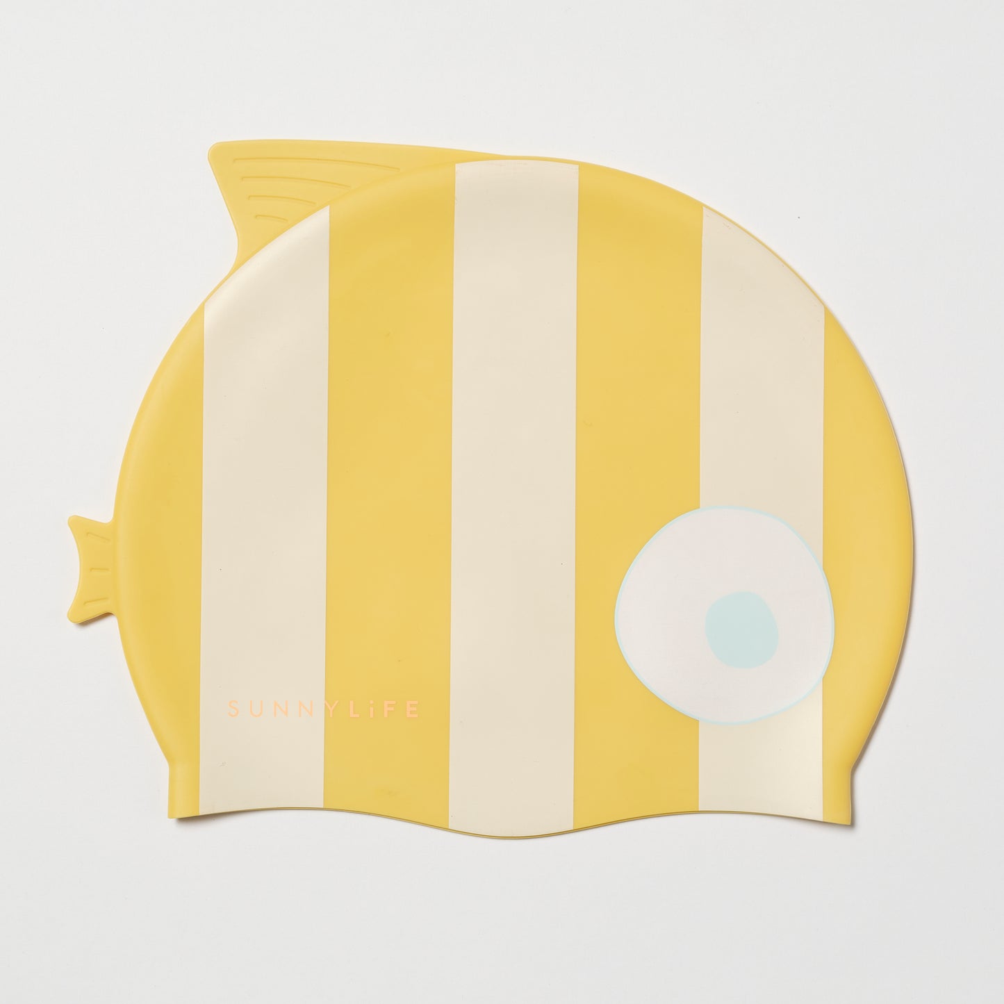 Kids Swimming Cap Finn the Fish Mustard Stripe