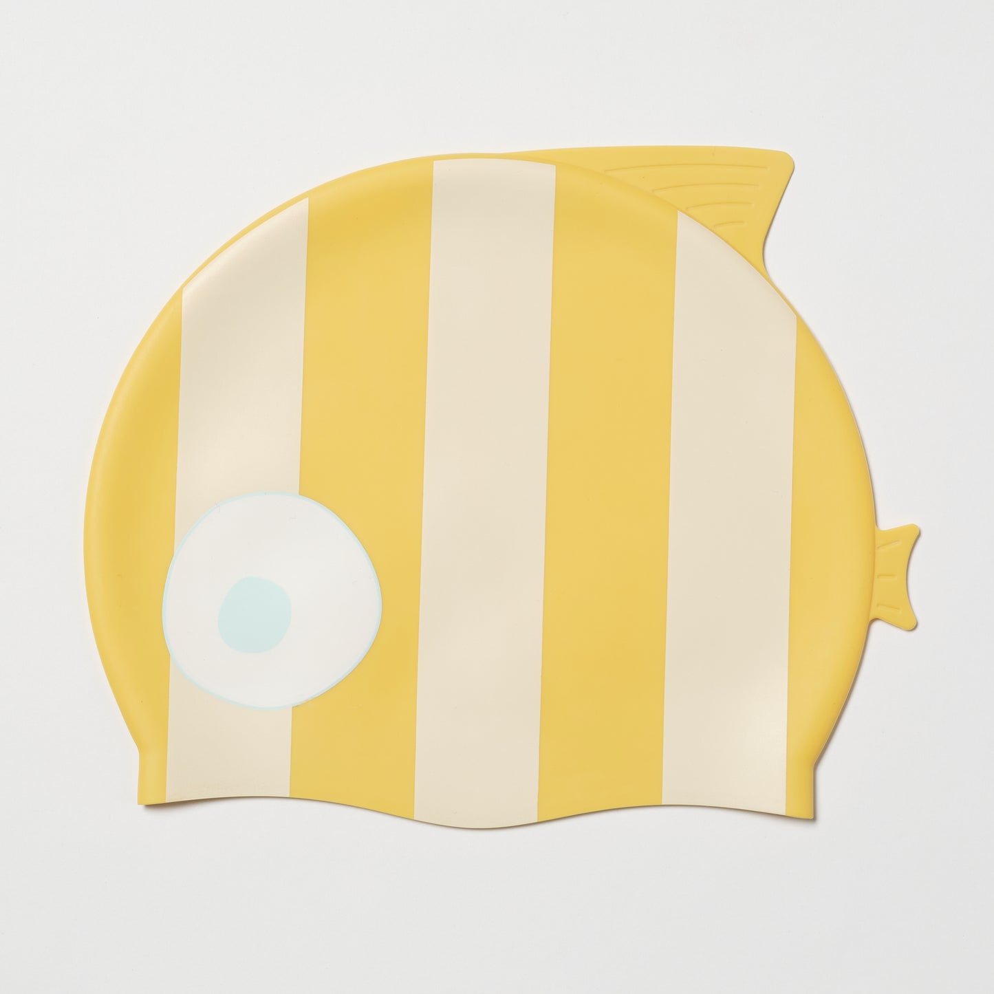 Kids Swimming Cap Finn the Fish Mustard Stripe