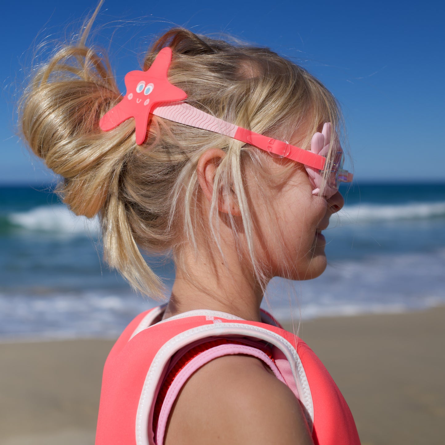 Melody the Mermaid Mini Swim Goggles Neon Strawberry