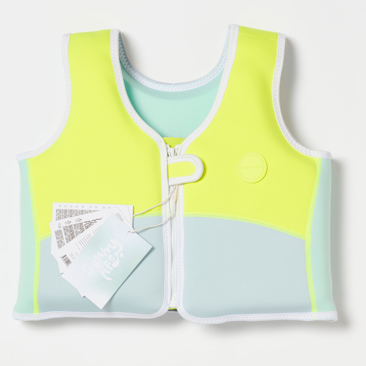 Salty the Shark Swim Vest 3-6 Aqua Neon Yellow