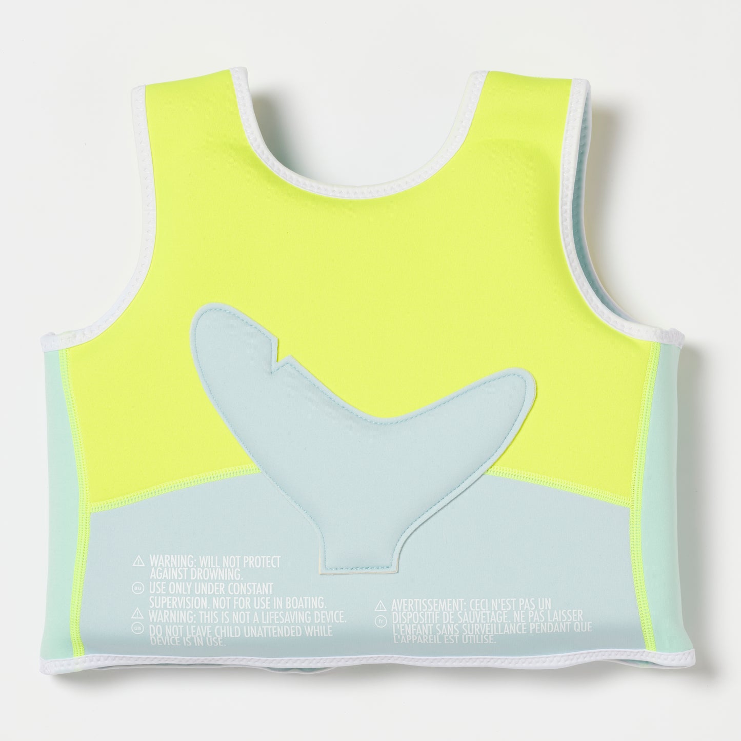 Salty the Shark Swim Vest 3-6 Aqua Neon Yellow