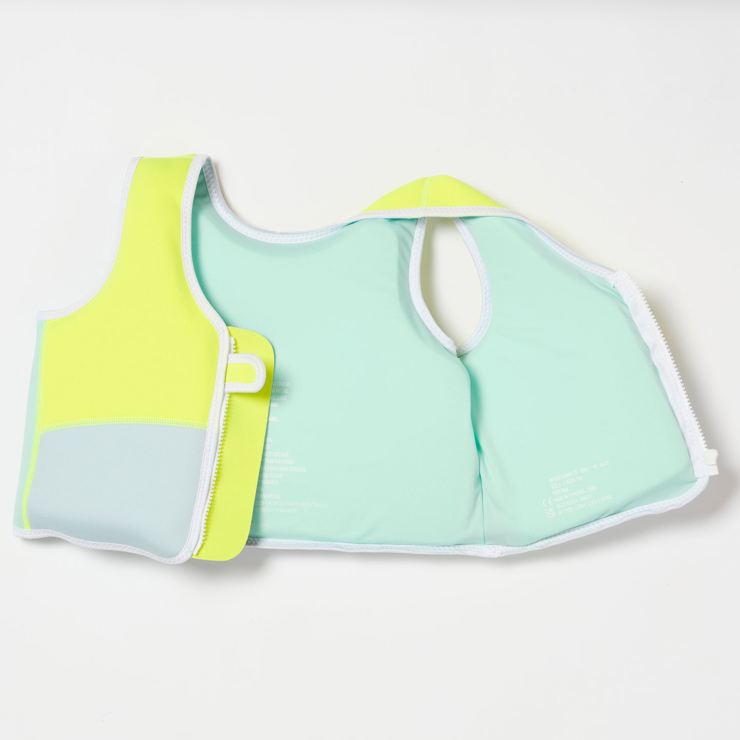 Salty the Shark Swim Vest 3-6 Aqua Neon Yellow