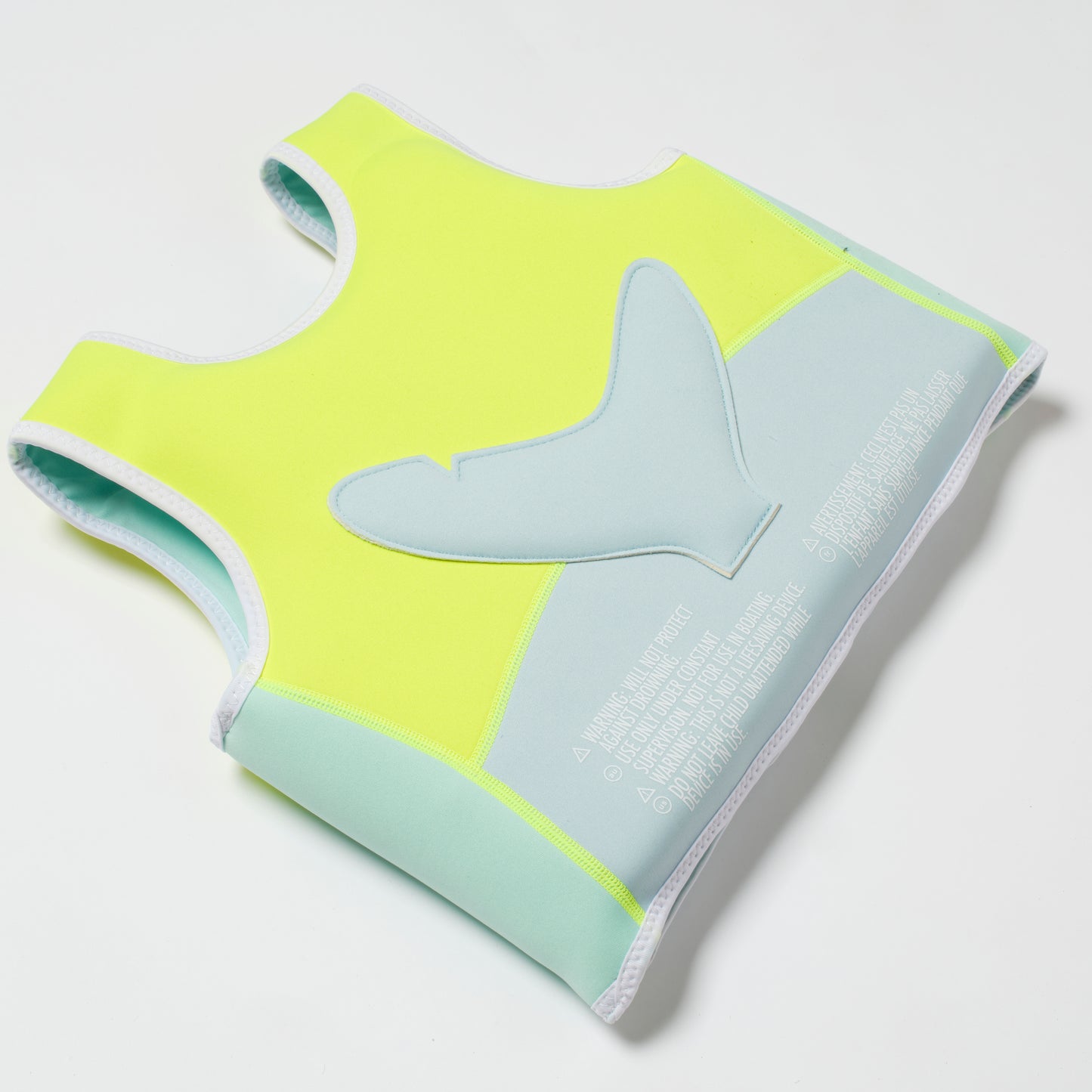 Salty the Shark Swim Vest 3-6 Aqua Neon Yellow