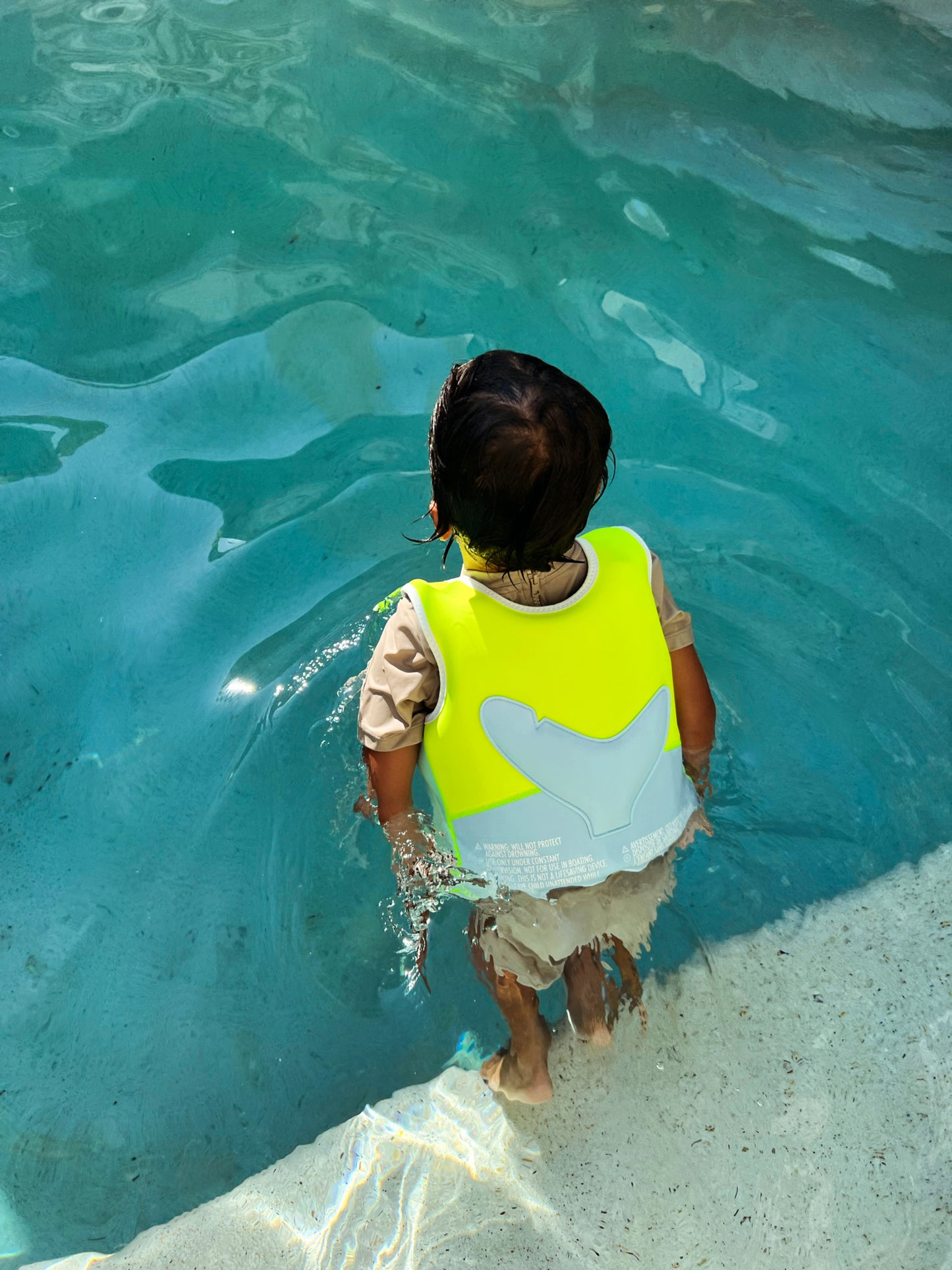 Salty the Shark Swim Vest 3-6 Aqua Neon Yellow