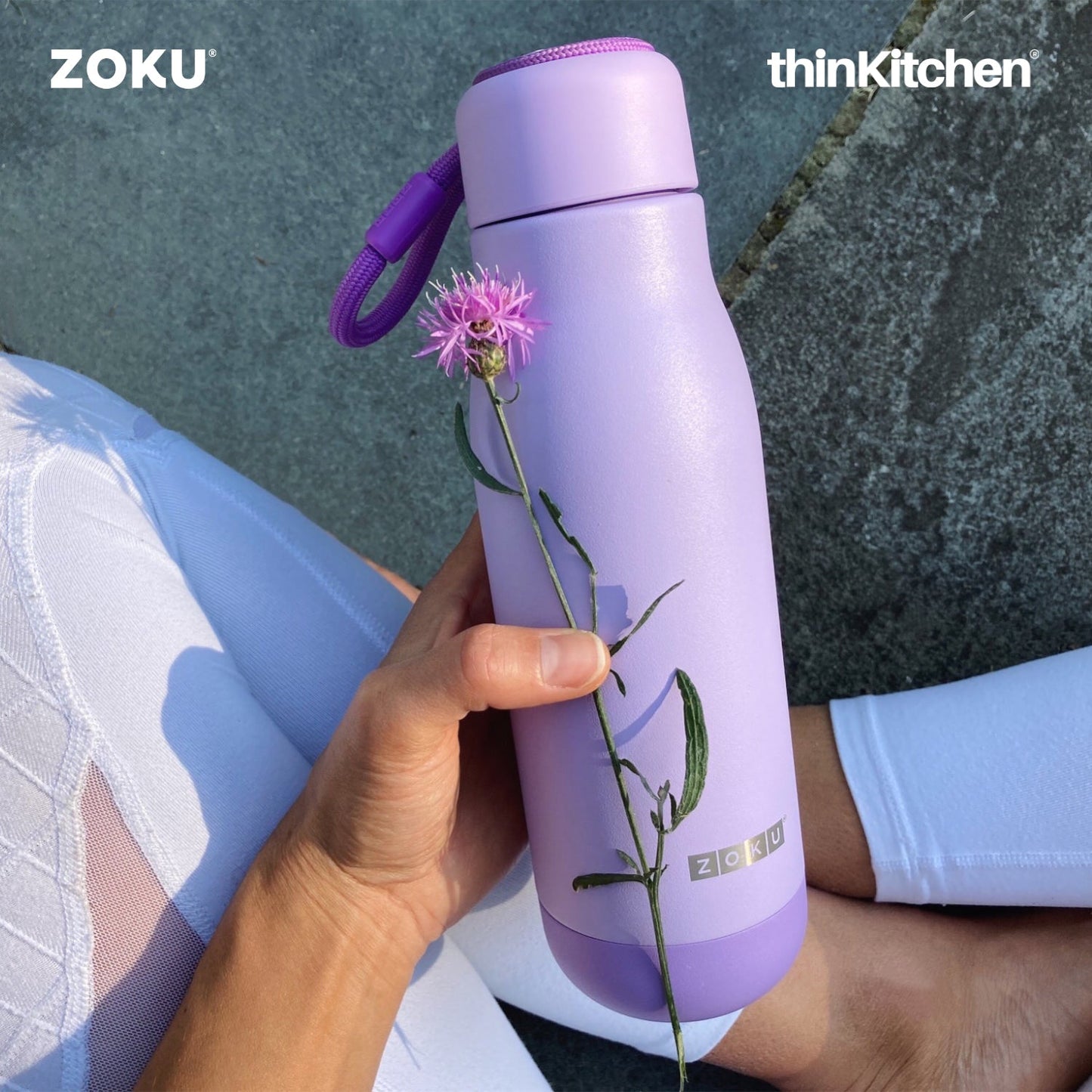 thinKitchen™ Zoku Lavender Stainless Steel Bottle, 500ml