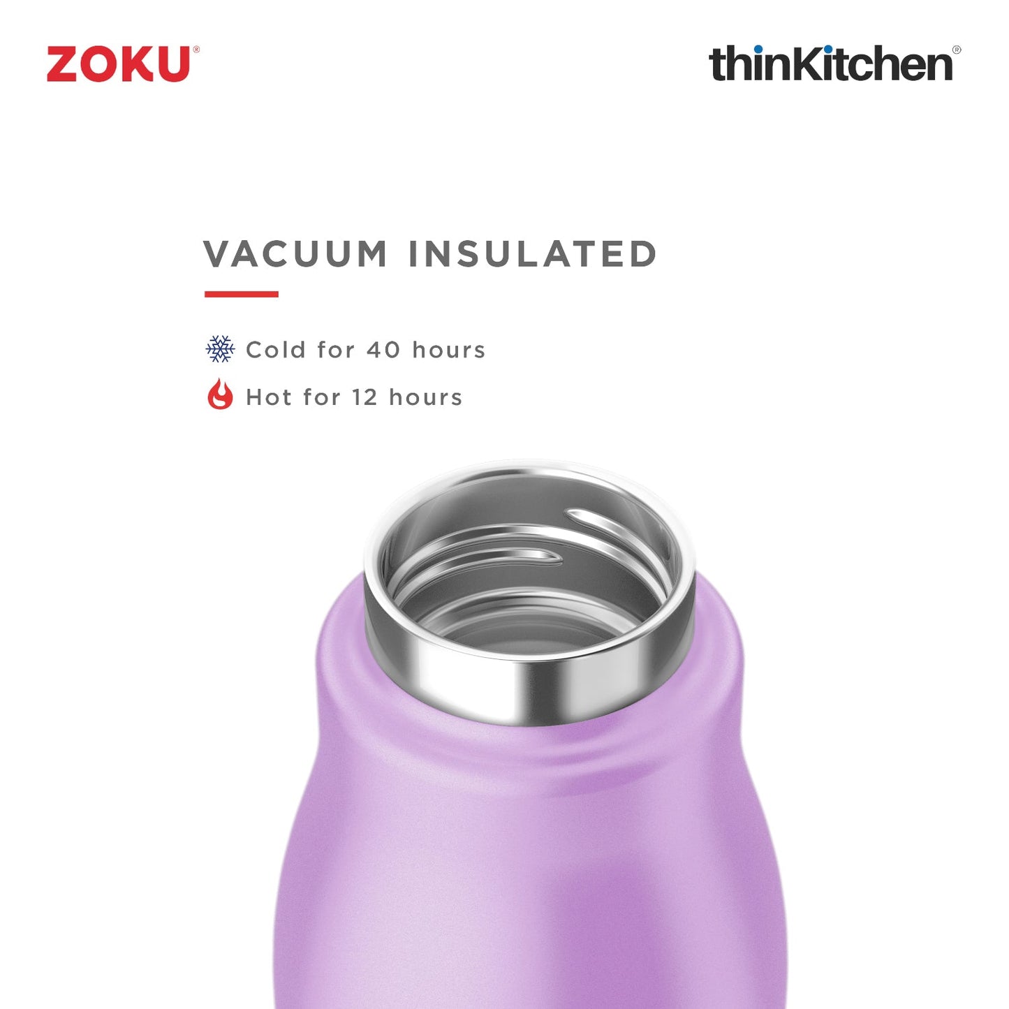 thinKitchen™ Zoku Lavender Stainless Steel Bottle, 500ml
